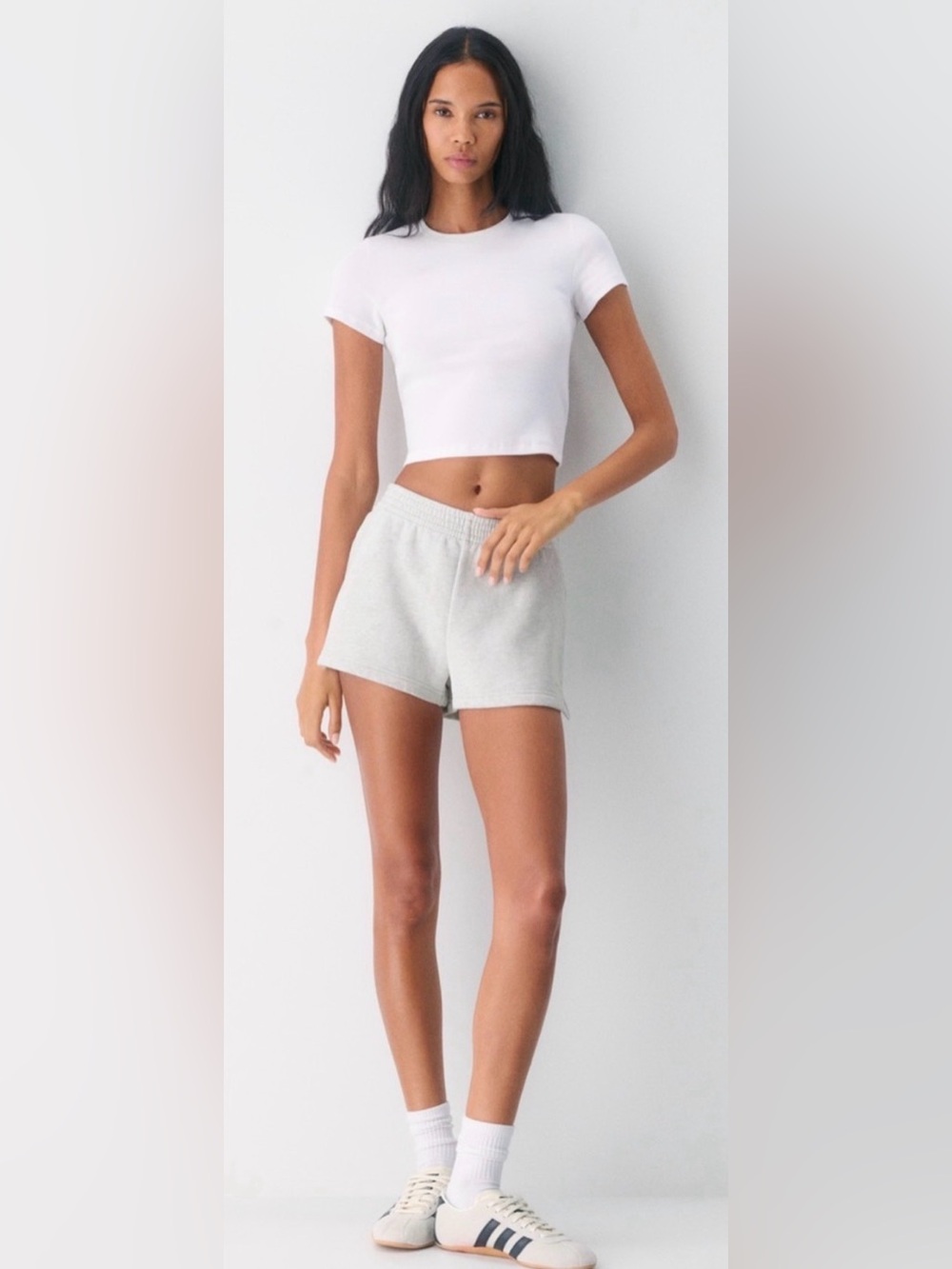 TNA Aritzia Heather Grey Perfect Cozy Fleece Shorts Medium M #104